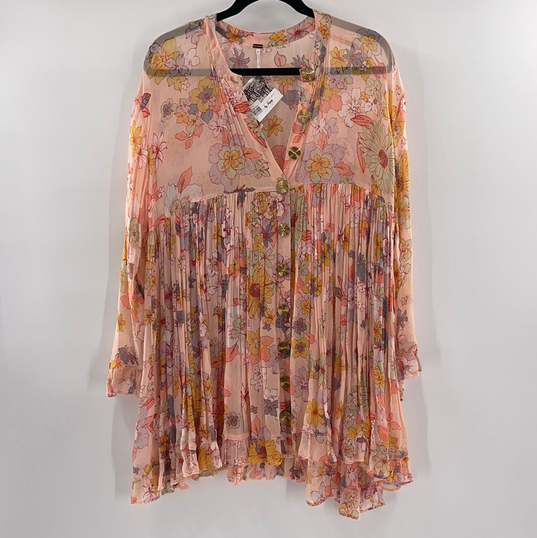 Free People Floral Patterned Voile Dress (Sz XS)