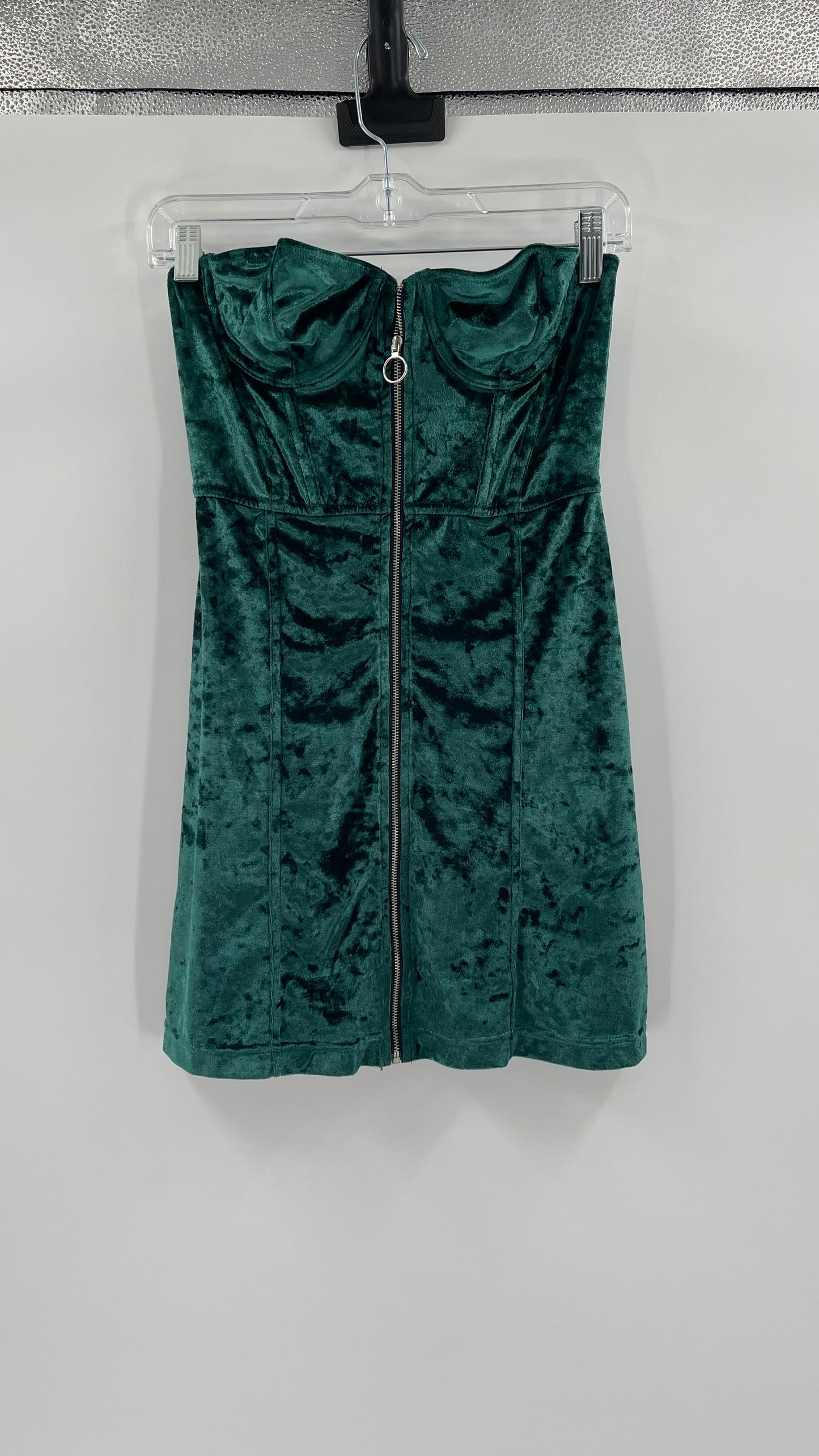Emerald Green Urban Outfitters Zip Front Corset Dress (Small)
