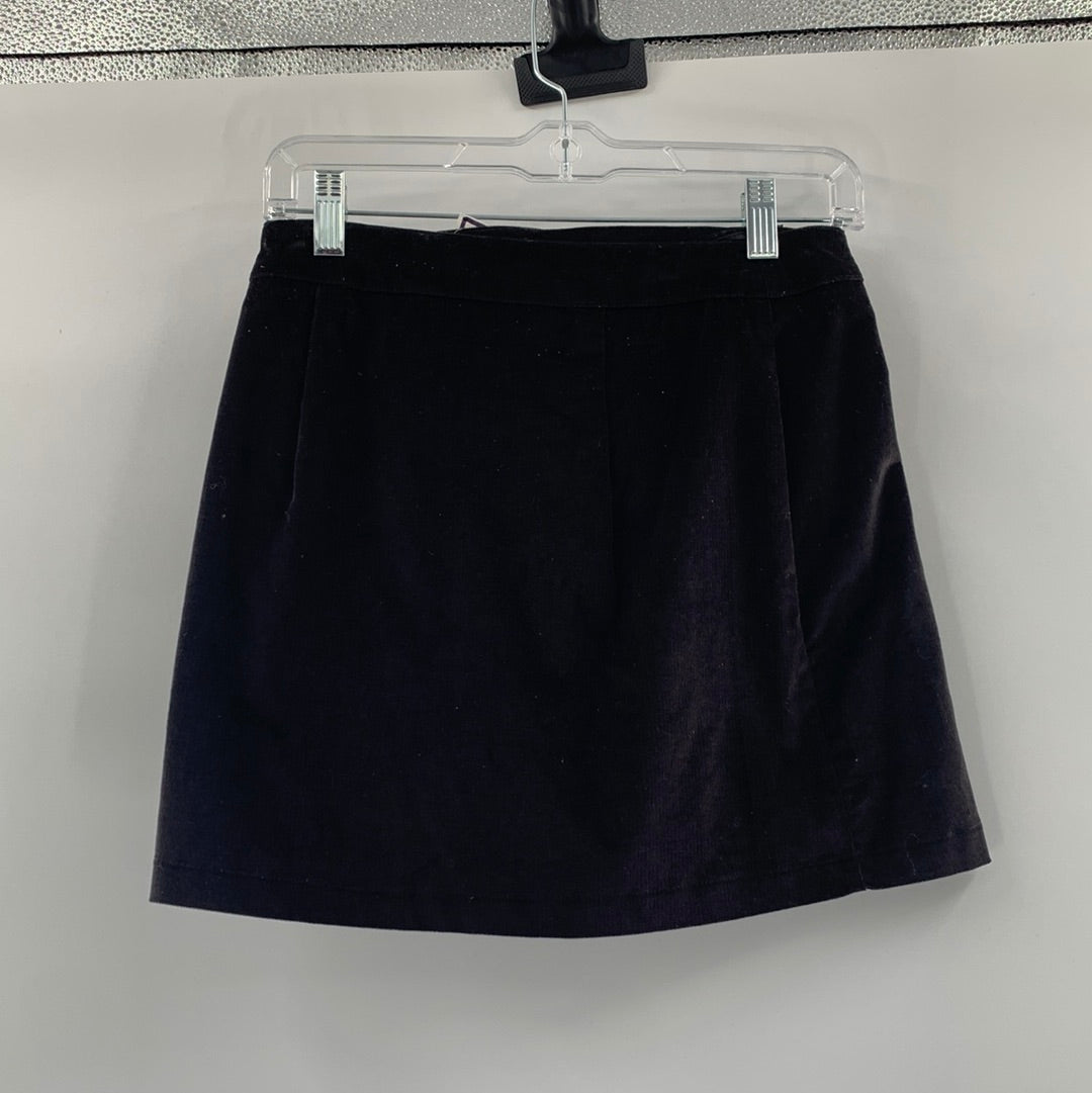 American Eagle Black Corduroy Mini Skirt Side Overlap (Size 0)