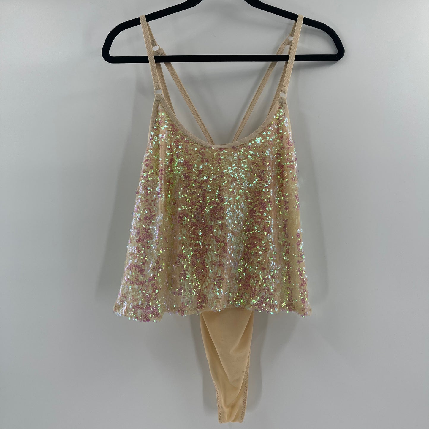 Free People Holographic Sequin Bodysuit (L)