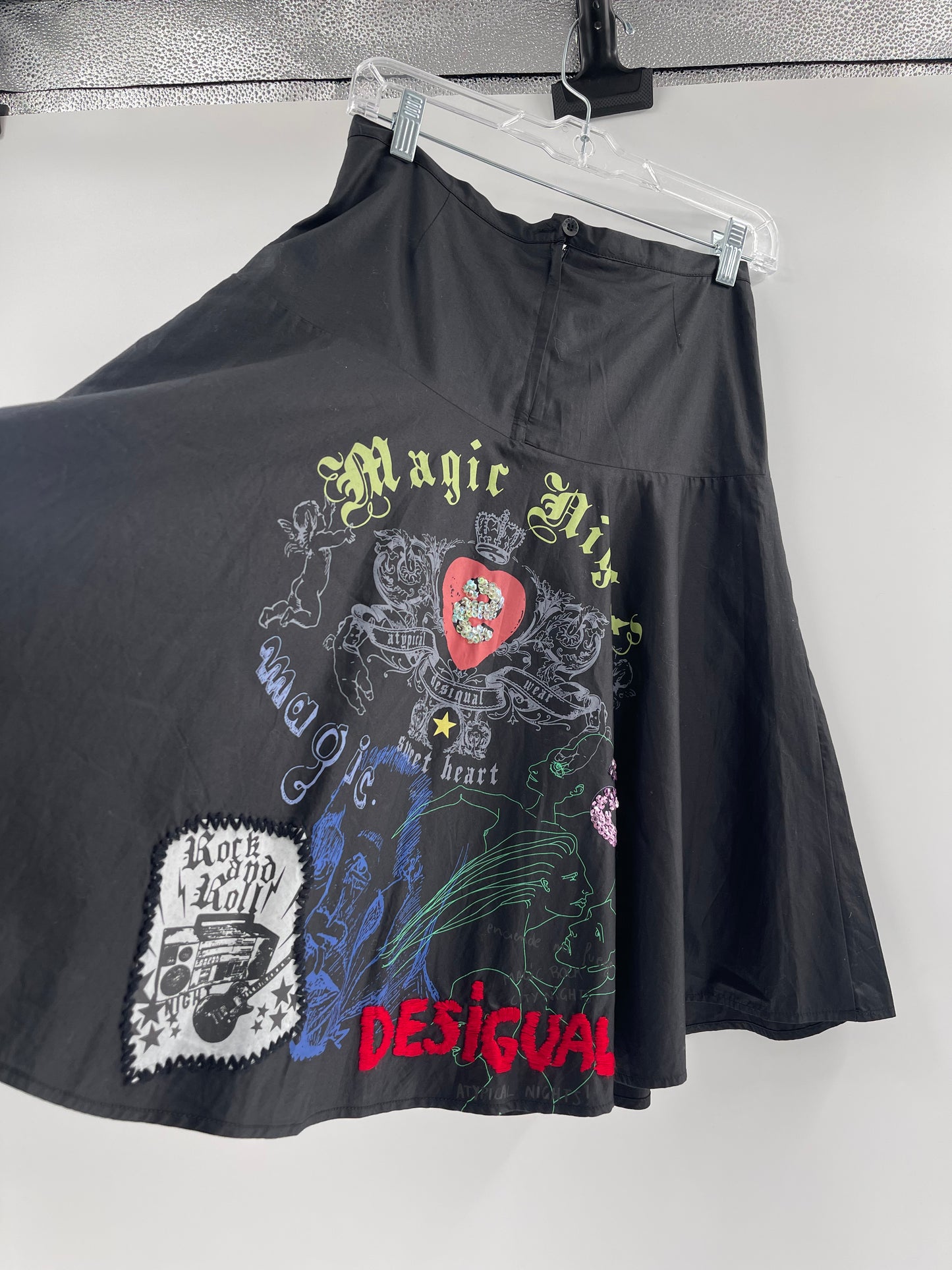 Deesigual - Punk Rock Embroidered Vintage Skirt (Size 36)