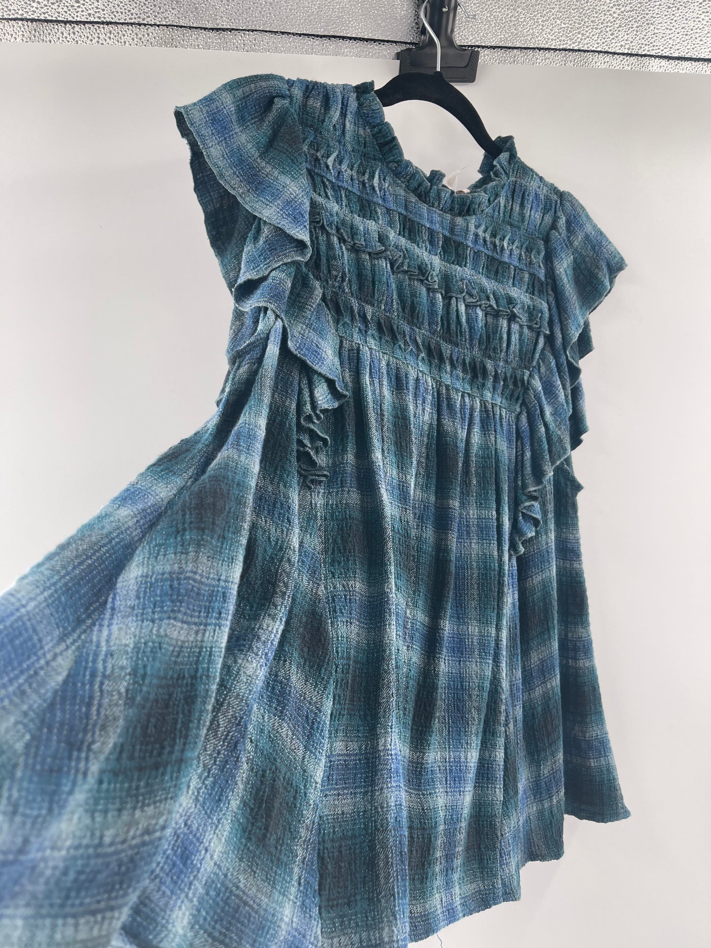 Free People Blue Plaid Tunic (S)