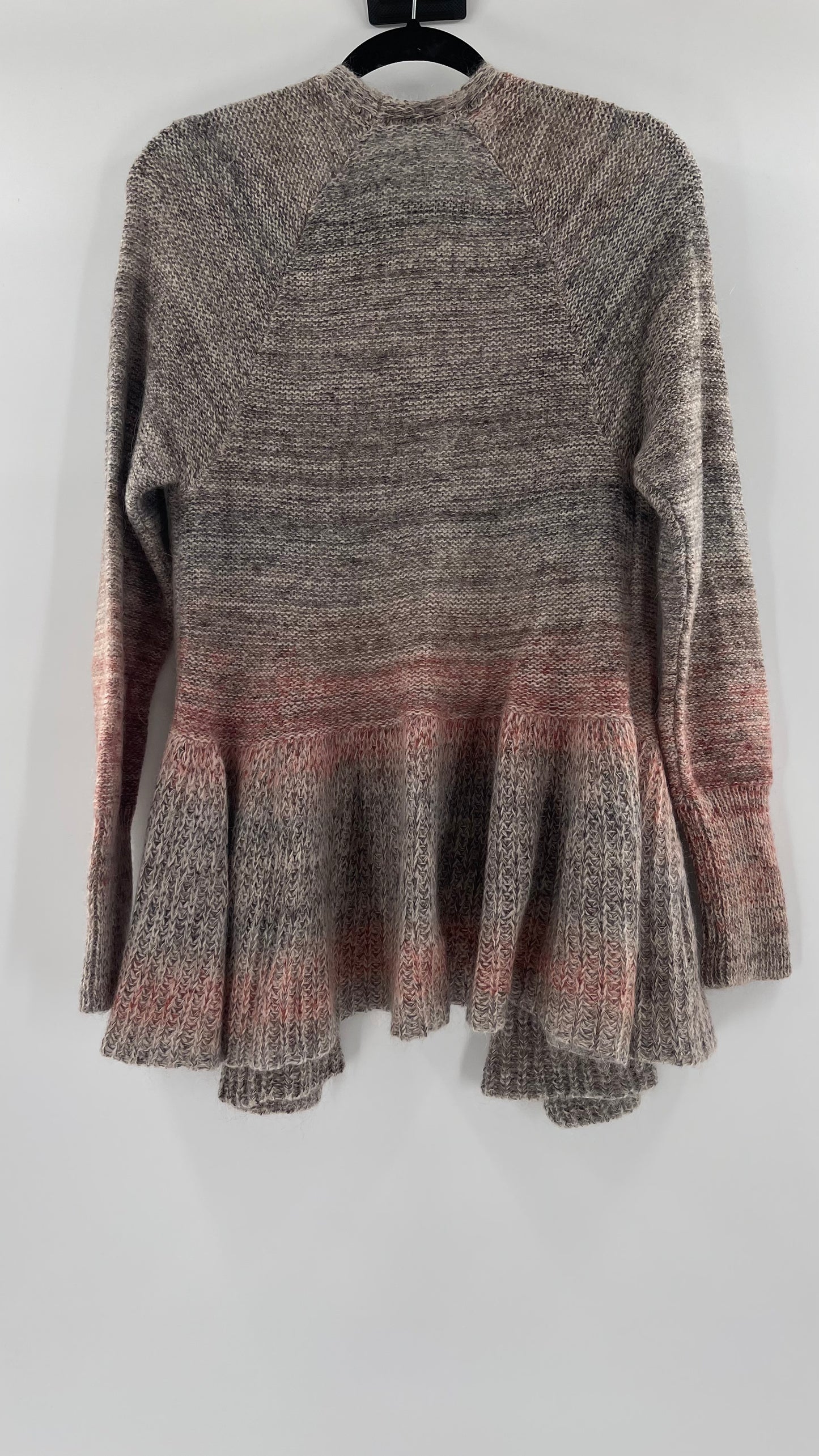 Anthropologie Knitted + Knotted Grey Pink Cardigan (small)