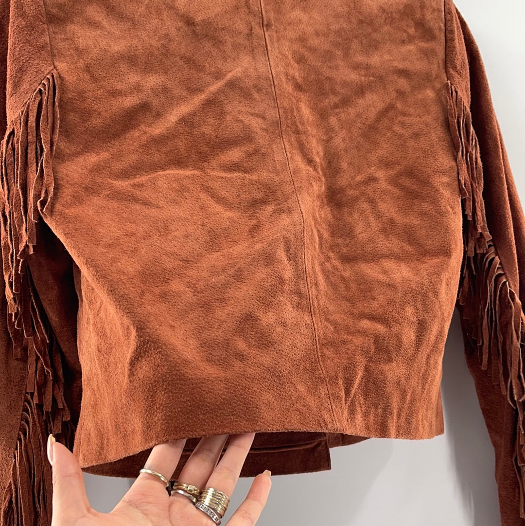 Anthropologie- Blank NYC - Cedar Cropped Suede Fringed Jacket With Front Buttons (Size S) *WITH TAGS*