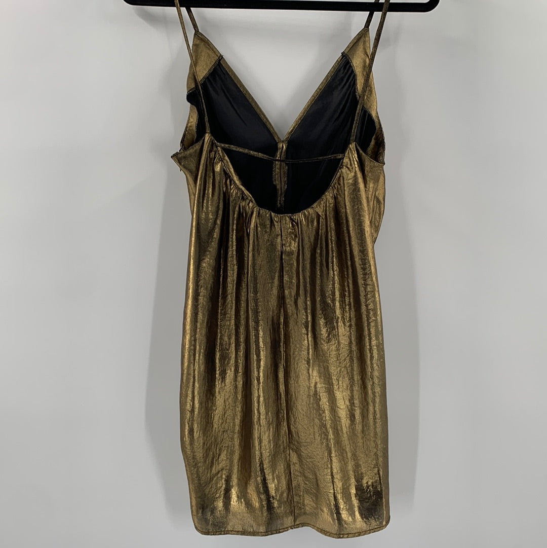 Free People Liquid Gold Mini Dress (Sz6)