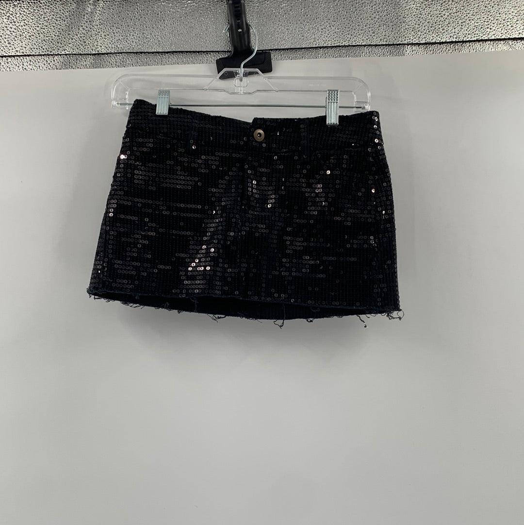 Vintage Black Sequin Mini Skirt (XS)