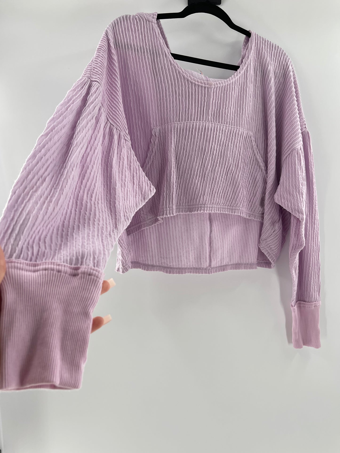 Free People Movement Cropped Ribbed Hoodie Lilac (Small)