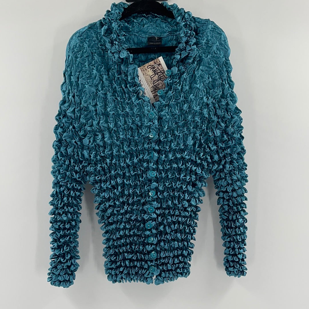 MagicScarf Petroleum Blue Popcorn Cardigan (OS)