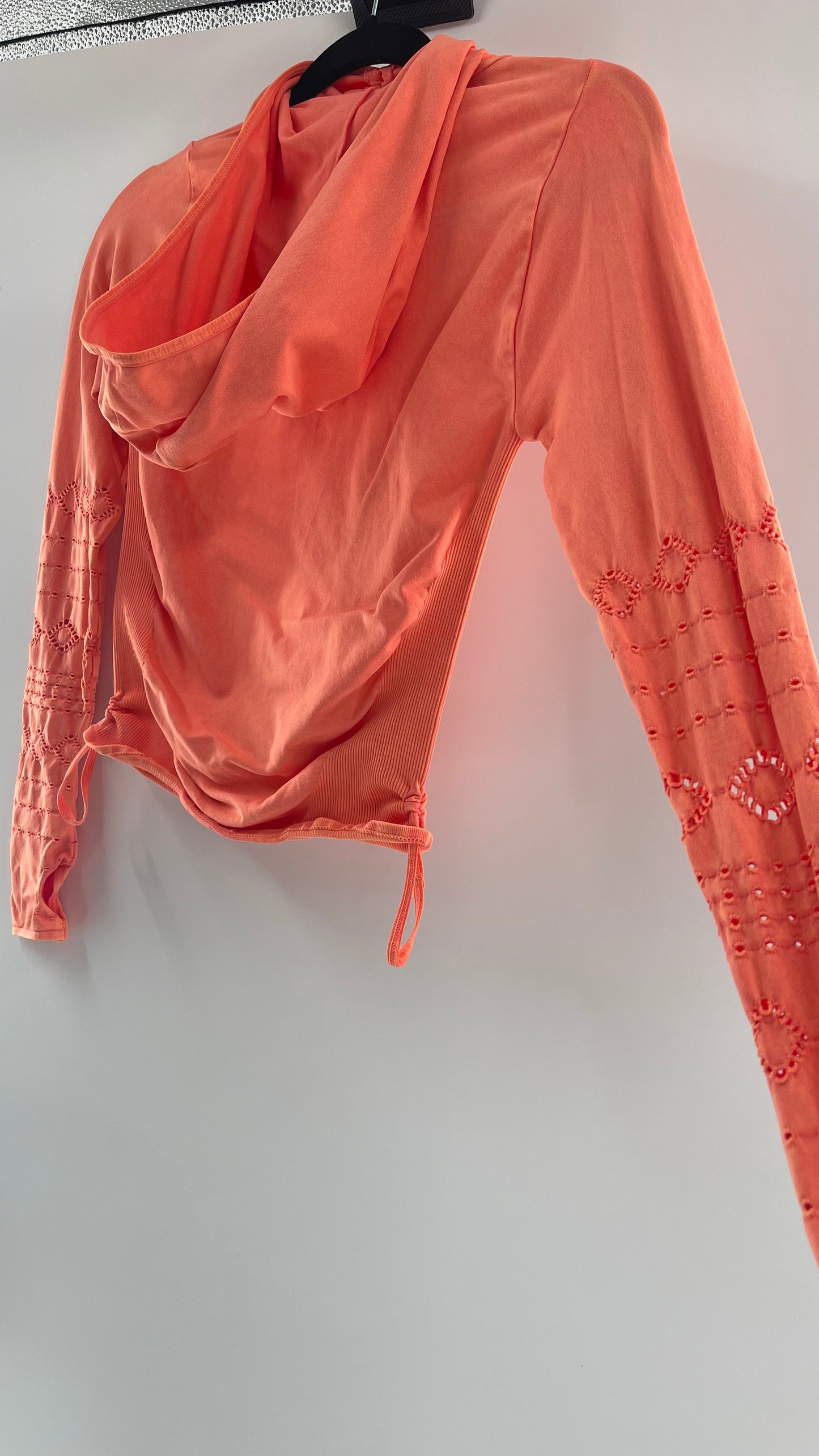 Free People MovementGood Karma Neon Orange Hooded Long Sleeve (XS/S)