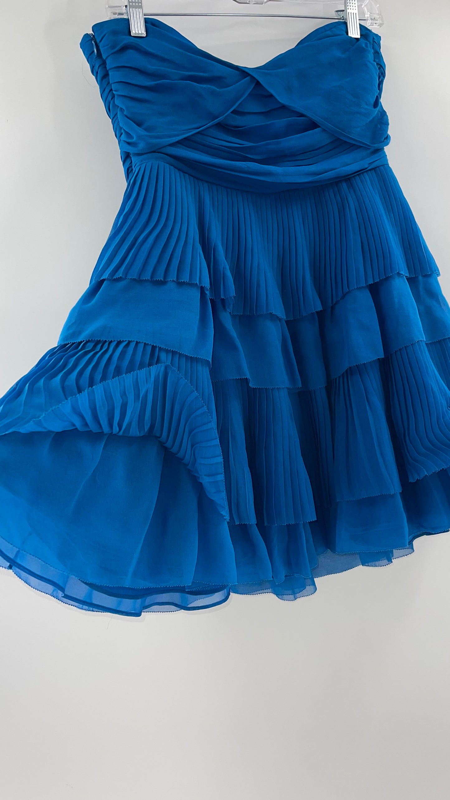Diane Von Furstenburg 100% Silk Blue Ruffled Mini (10)