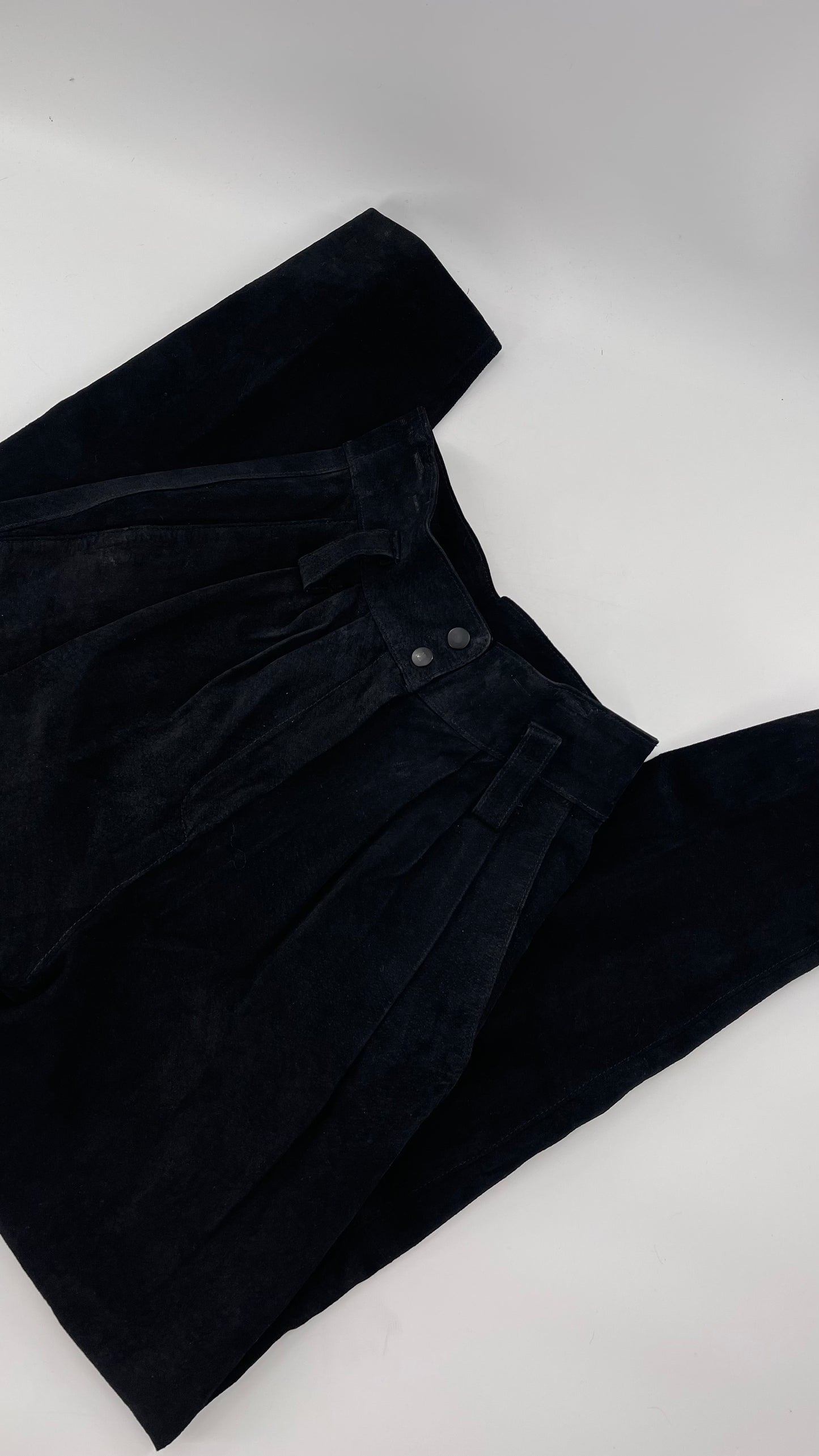 Vintage High Waisted Black Suede Leather Wilson’s Trouser (8)