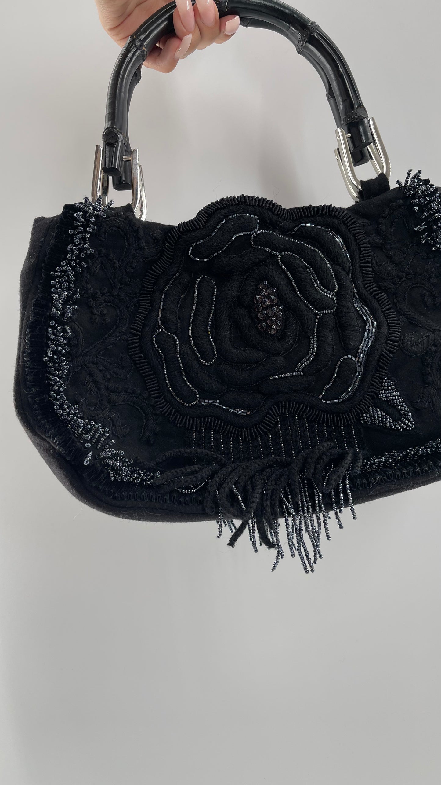 Vintage IPA NIMA Black Embroidered Beaded