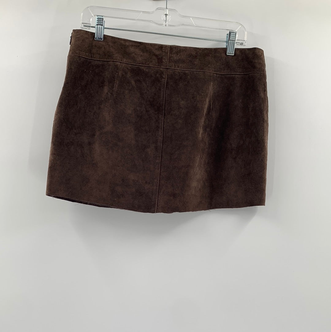Urban Outfitters Renewed 100% Suede Vintage Mini Skirt (Size small)