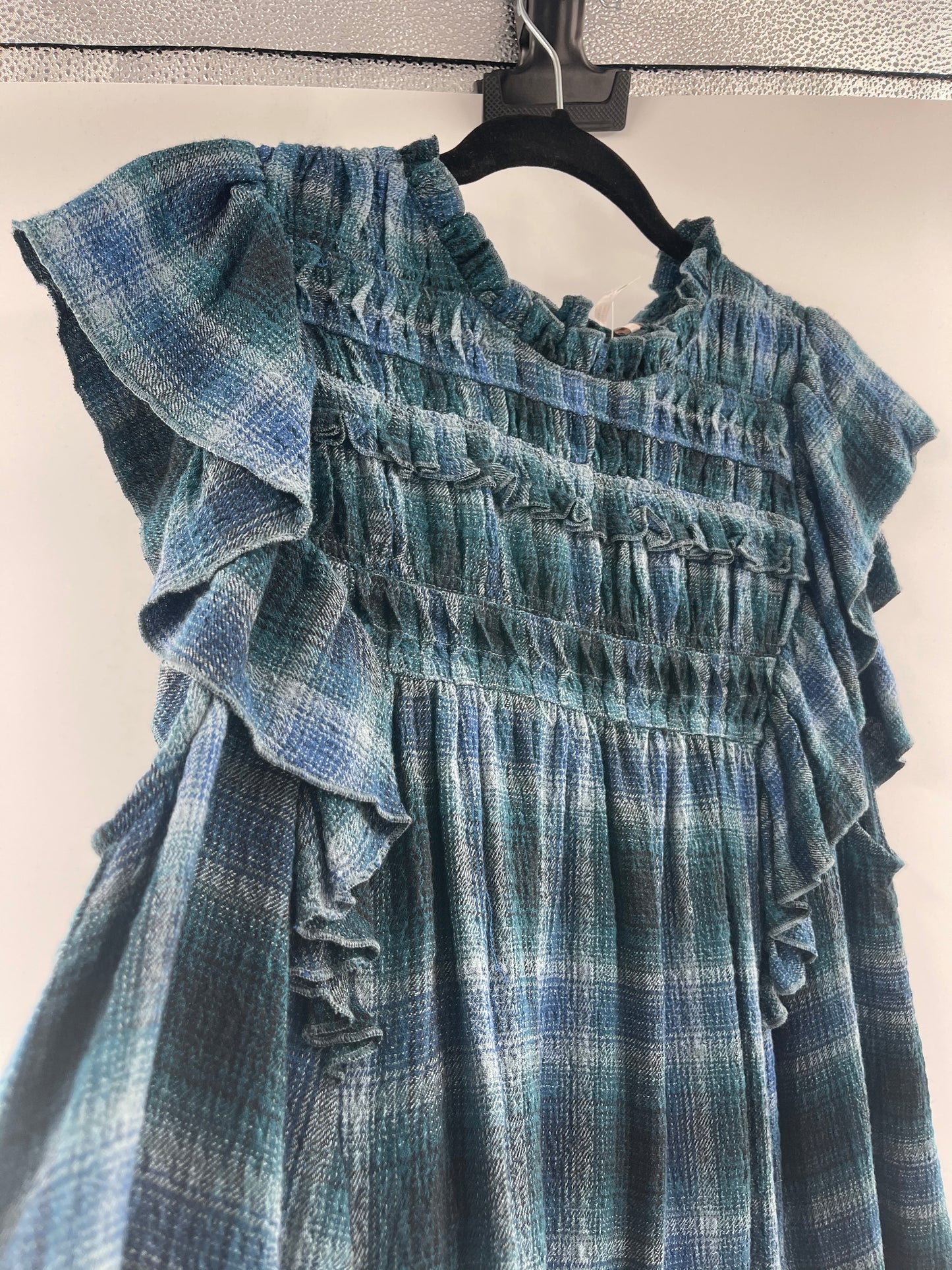 Free People Blue Plaid Tunic (S)