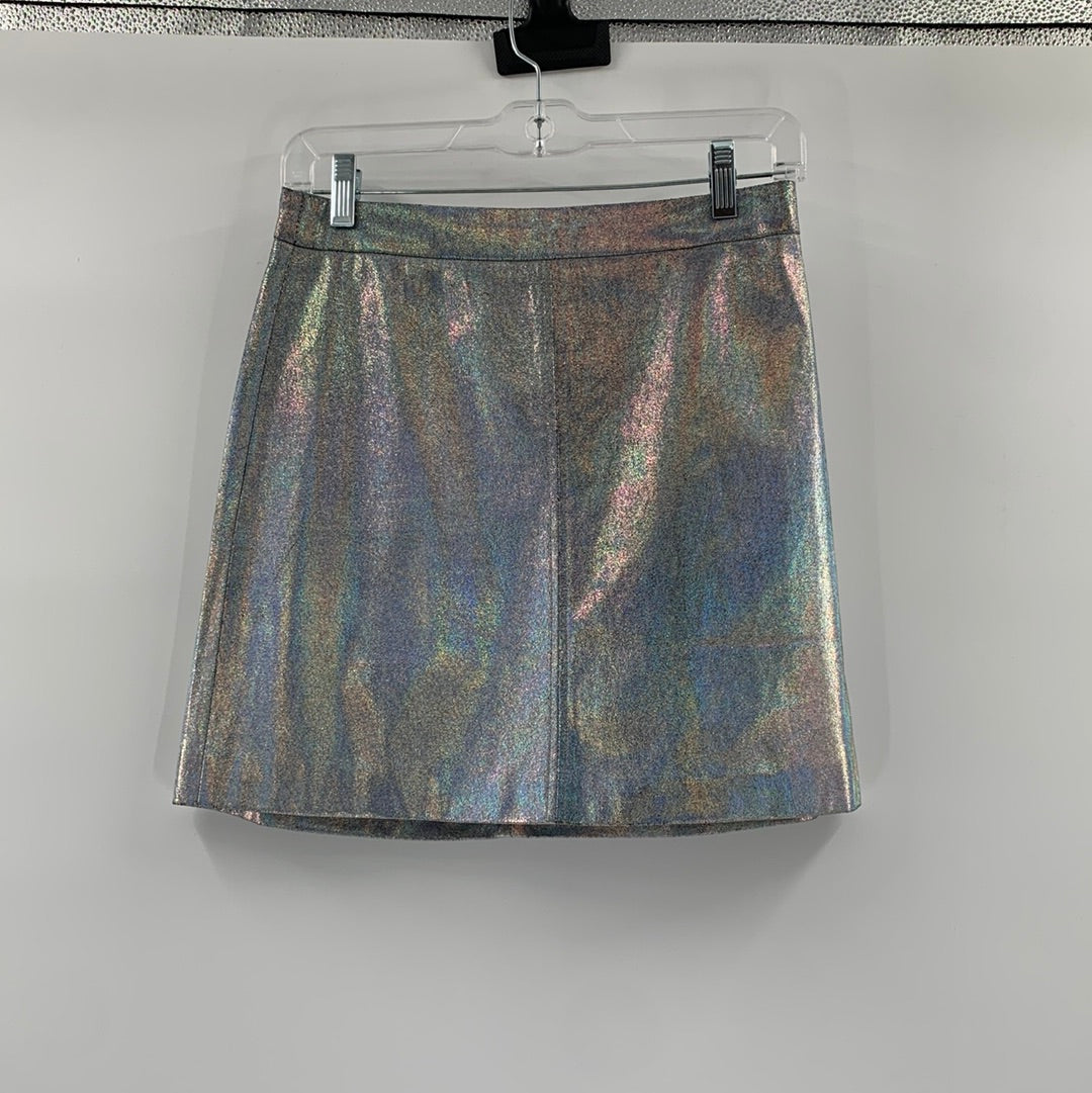 Chandelier Holographic Sparkle Silver Mini Skirt (Size Medium)