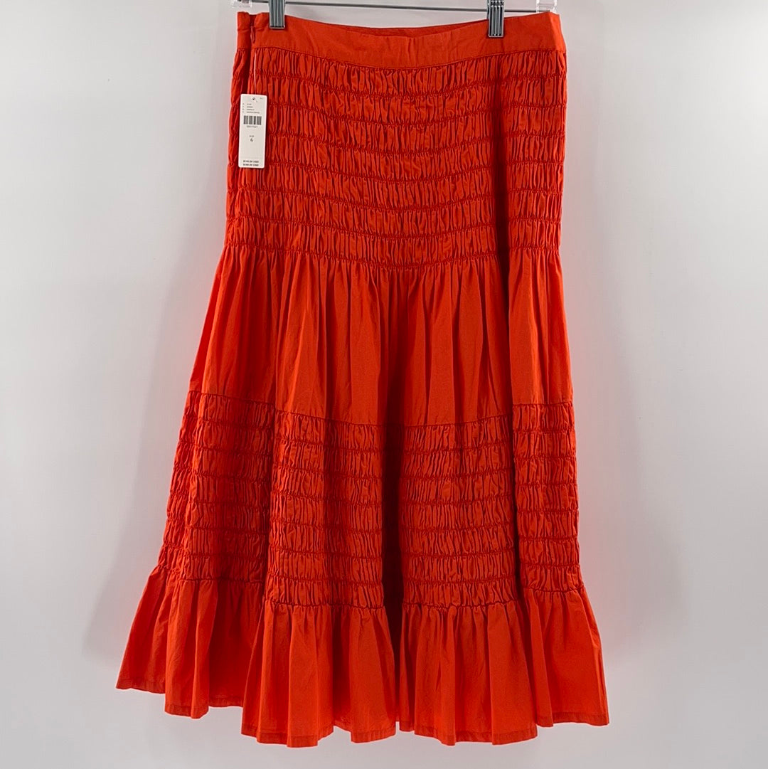 Anthropologie - Orange/Mango Ribbed Ruffle Skirt (Size 6)