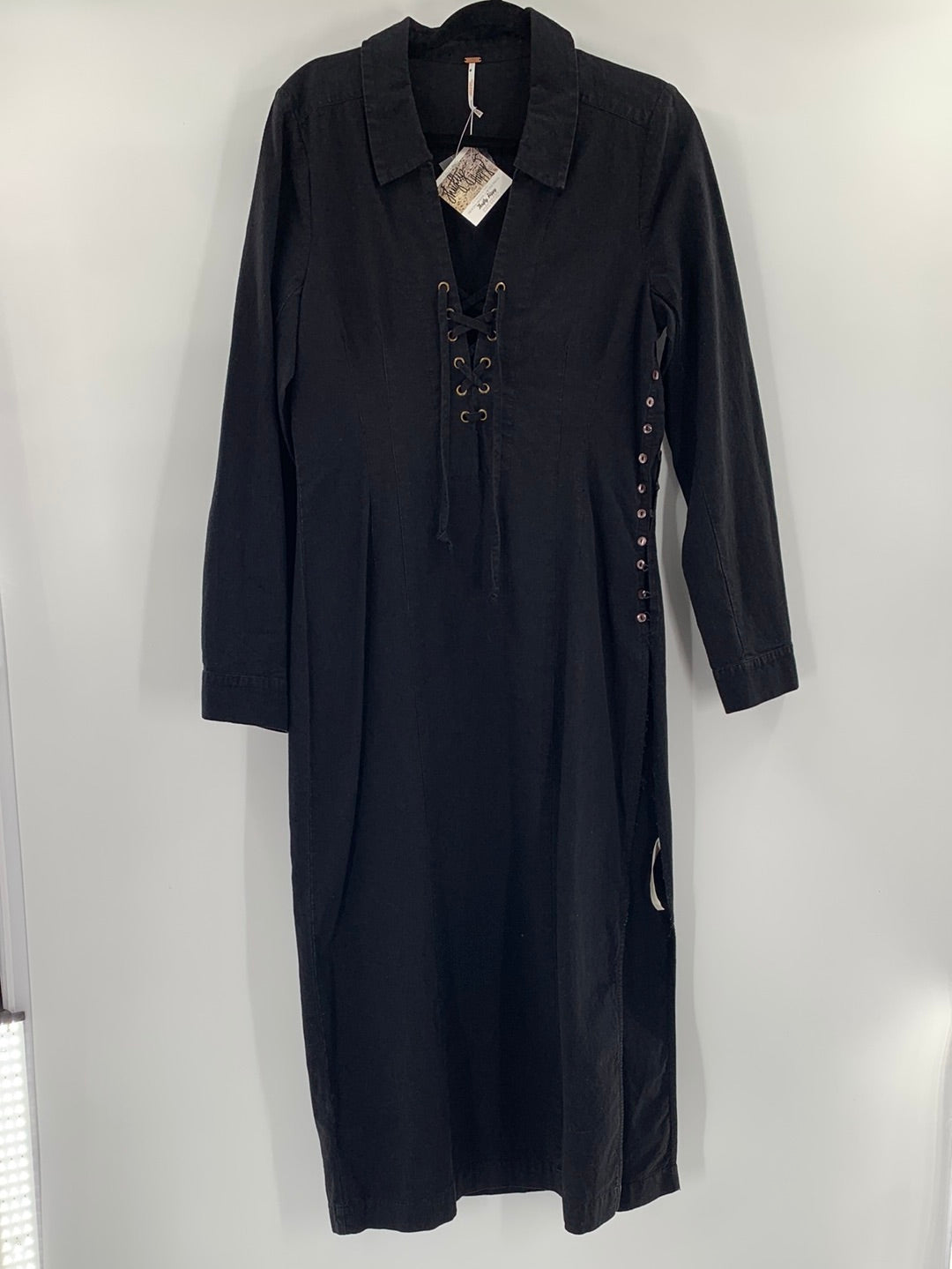 Free People Black Canvas Collared Maxi (M)