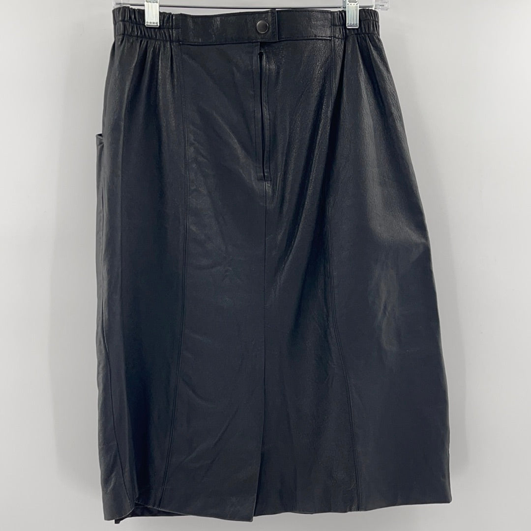 Fingerhut Fashions - Vintage 100% Genuine Leather (Shell) Skirt (Size 14)