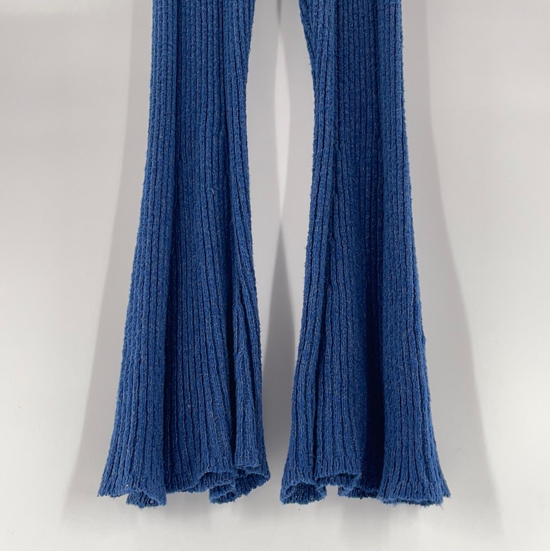 Free People Cobalt Blue Knit Flares (Sz XL)