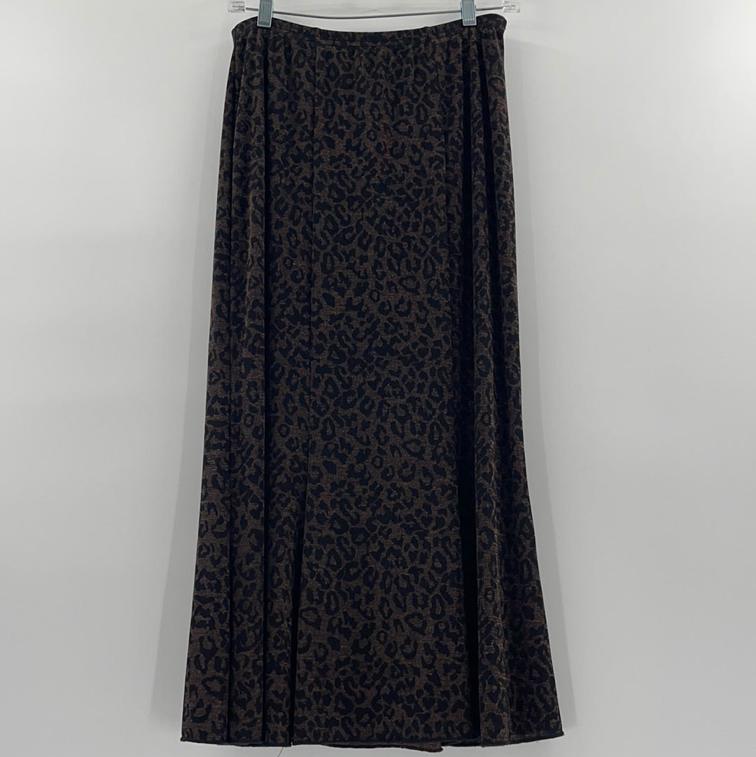 Vintage Briggs New York Midi Skirt Gold Black  Cheetah Print (Size S)