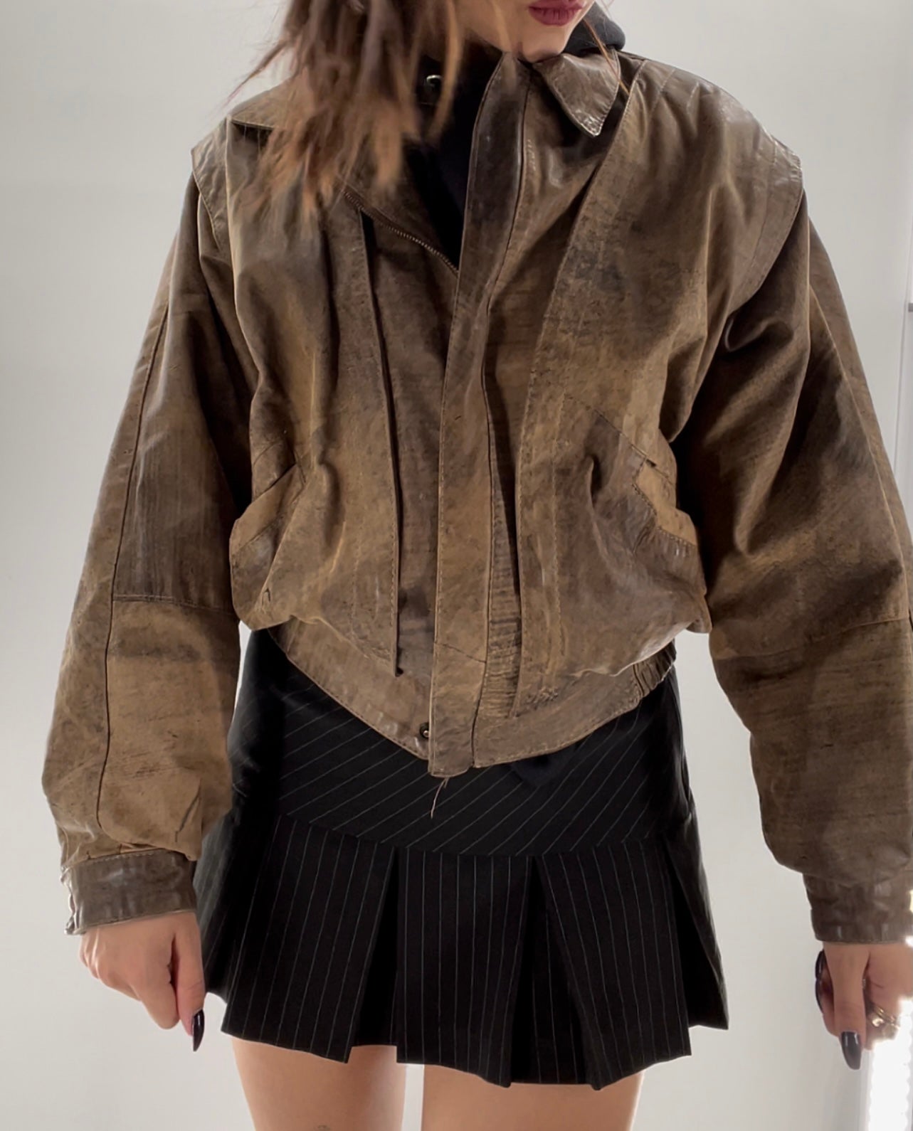 Vera Pelle Vintage Leather Bomber Jacket (46)