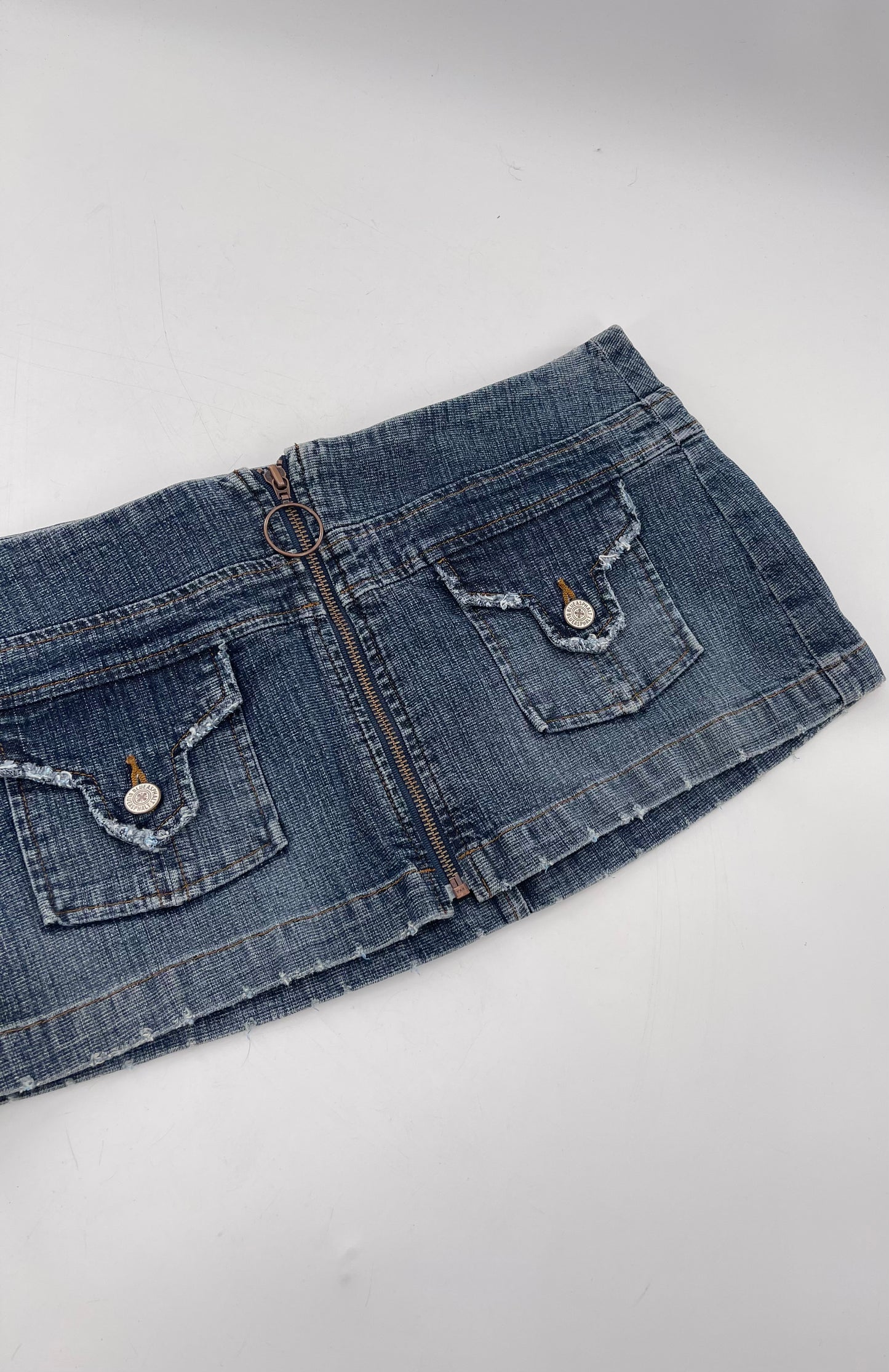 Vintage Blue Asphalt Denim Micro Mini Skirt (29/30)