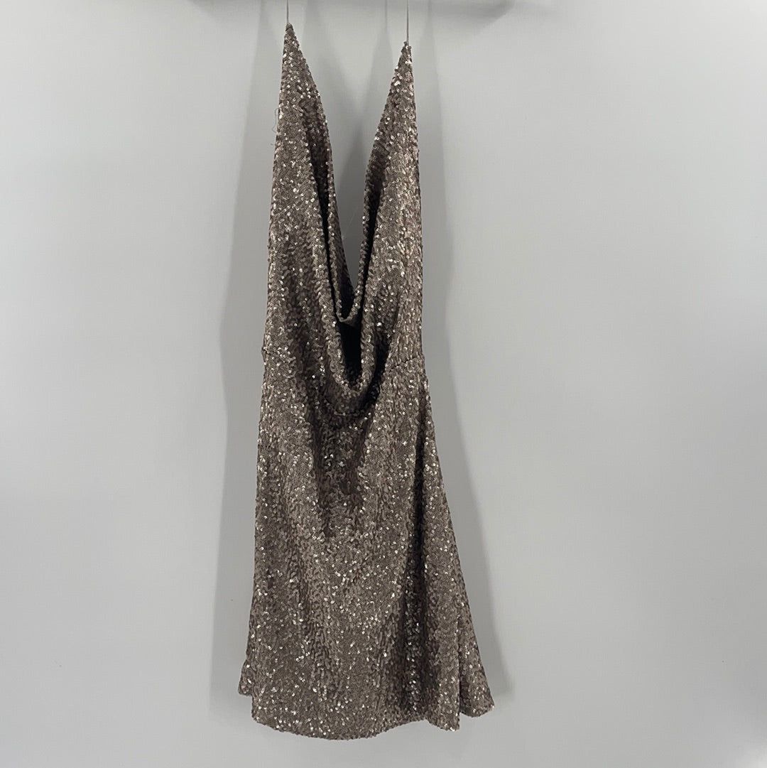 OMIGHTY Silver Sequin Dress (L)