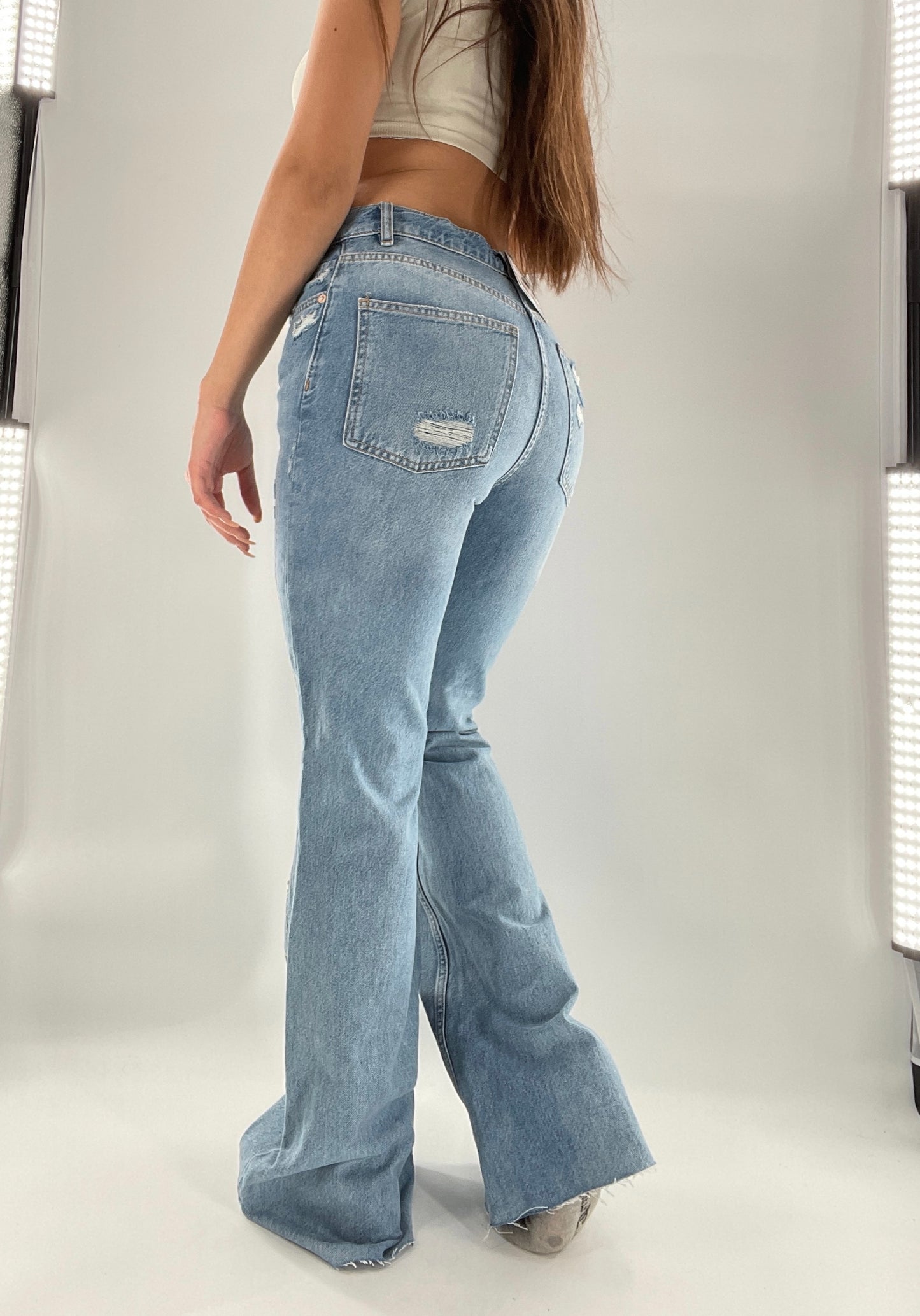 Free People Light Wash Jeans with Embroidery, Stitching, and Distressing (26)