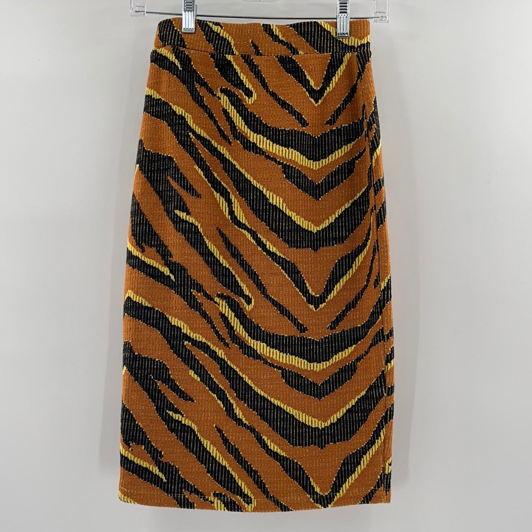 Free People Burnt Orange Tiger/Zebra patterned Skirt (Size Medium)