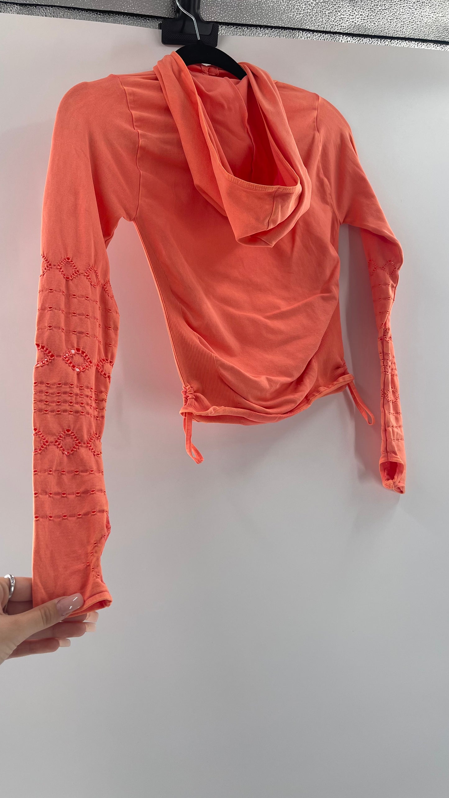 Free People MovementGood Karma Neon Orange Hooded Long Sleeve (XS/S)