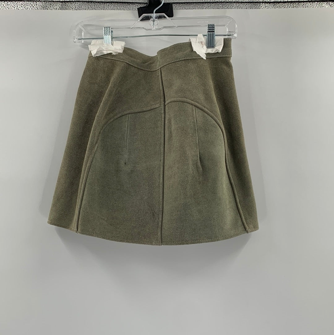 Free People - Understated - Authentic Suede Green Mini Skirt (Size Small)