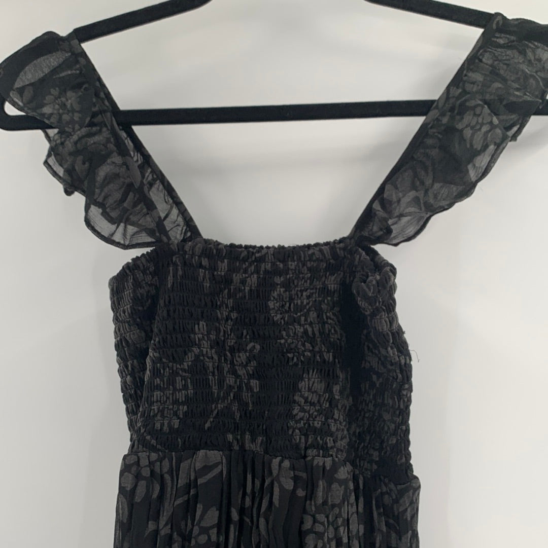 Smocked Black Contrast Maxi (XS)