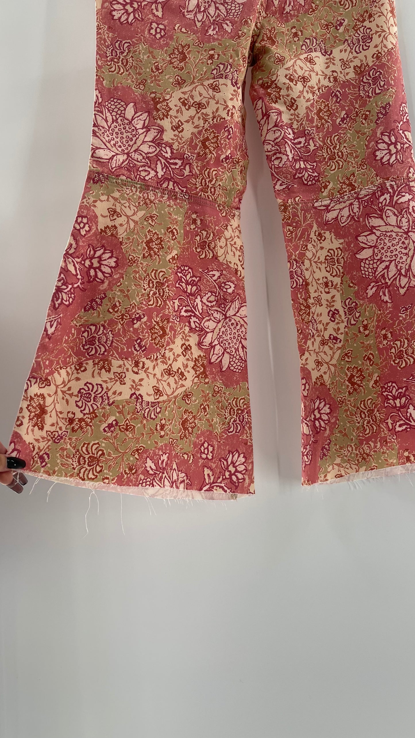 Free People Youthquake Pink Floral Flare Bell Bottoms (30)