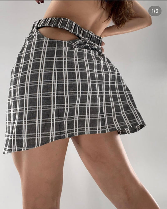 MP|C Gray Plaid Mini Skirt