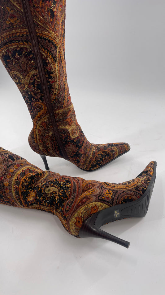 Knee High Tapestry Boots (6.5)