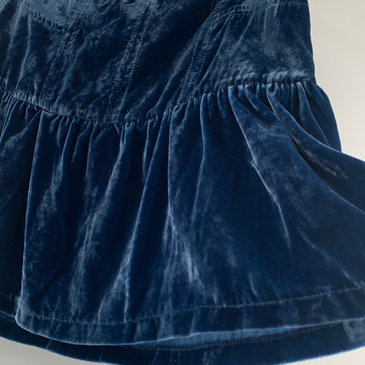 Free People Blue Velvet Rufled Mini Skirt (Size 8)