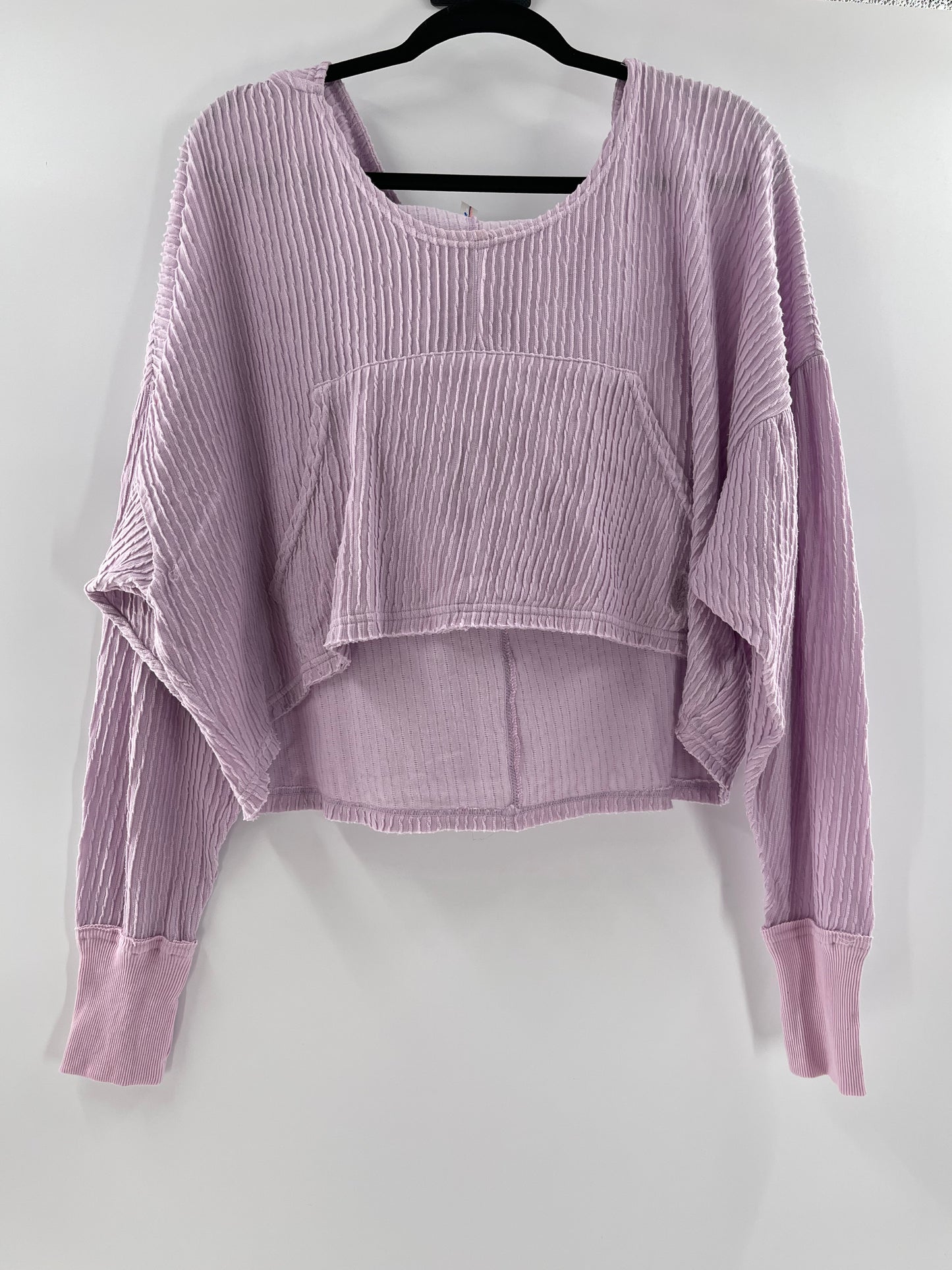 Free People Movement Cropped Ribbed Hoodie Lilac (Small)