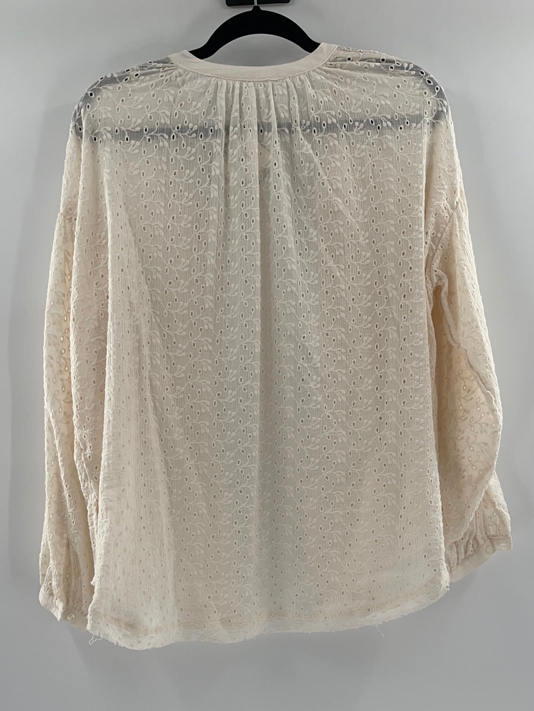 Free People Beige Eyelet Lace Button Up (S)