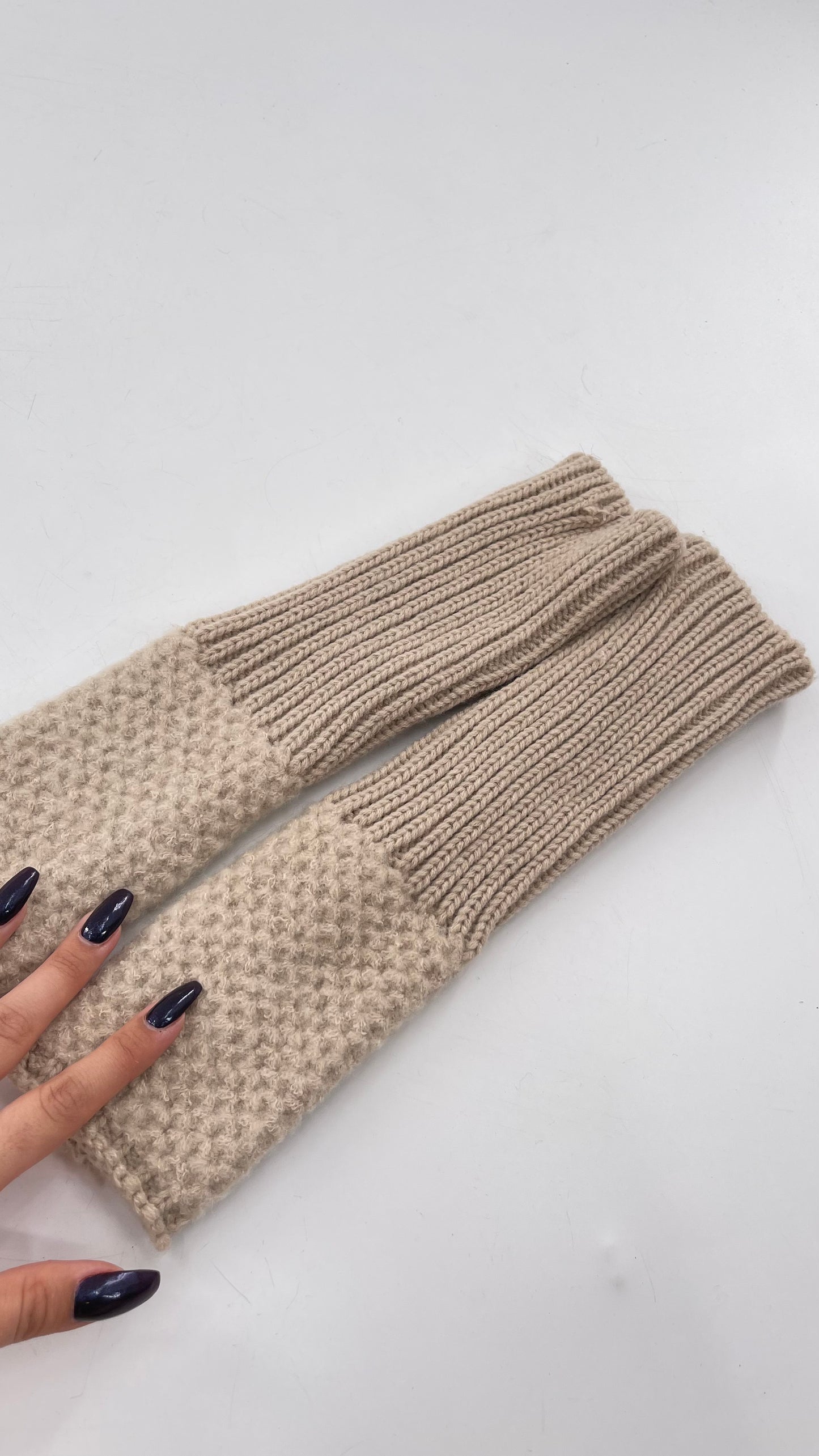 Free People Tan Knit Arm Warmer with Thumb Holes