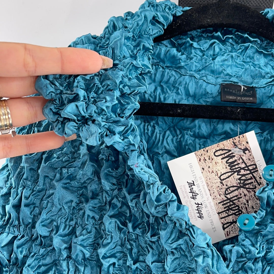 MagicScarf Petroleum Blue Popcorn Cardigan (OS)