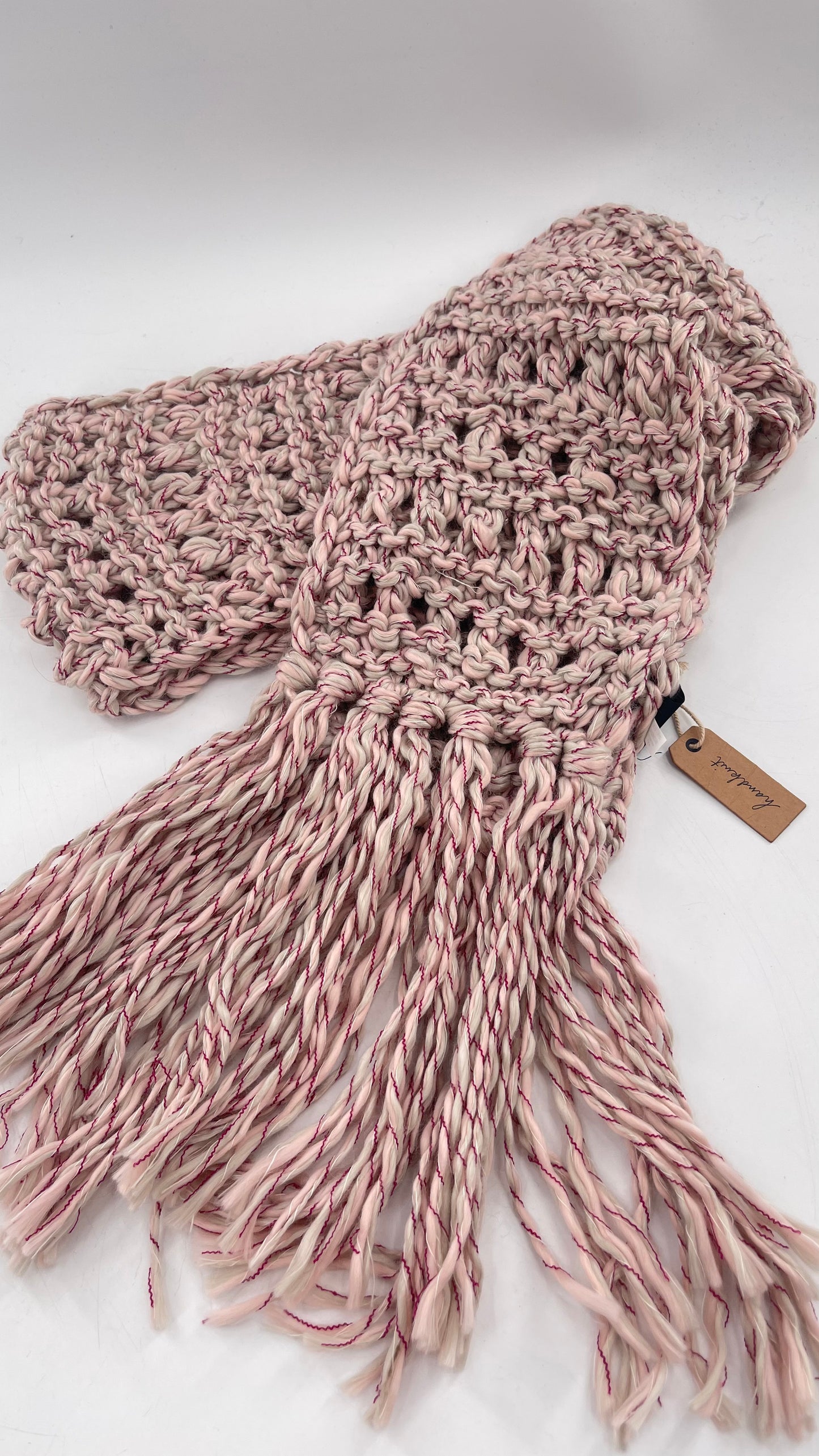 Beige/Pink/Maroon HandKnit Scarf