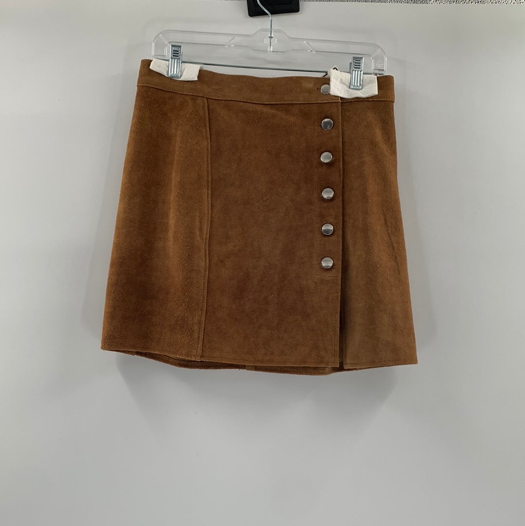 Free People 100% Brown Suede With Silver Metal Buttons Detail (Size L)