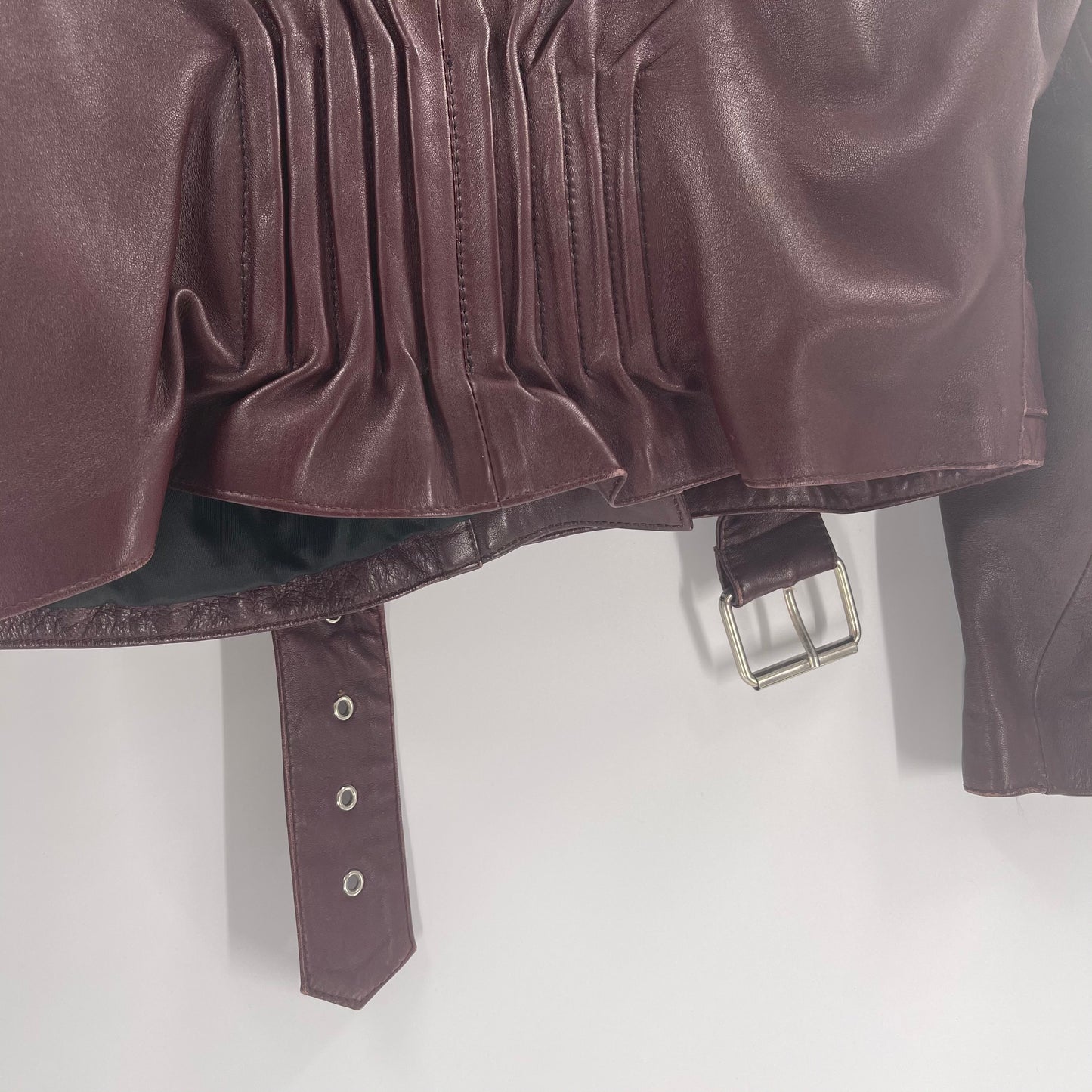 Vintage Burgundy Leather Motto Jacket (40”)