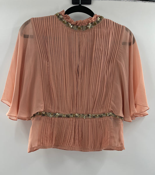 Varun Bahl Dusty Pink Pleated + Embellished Top (Small)
