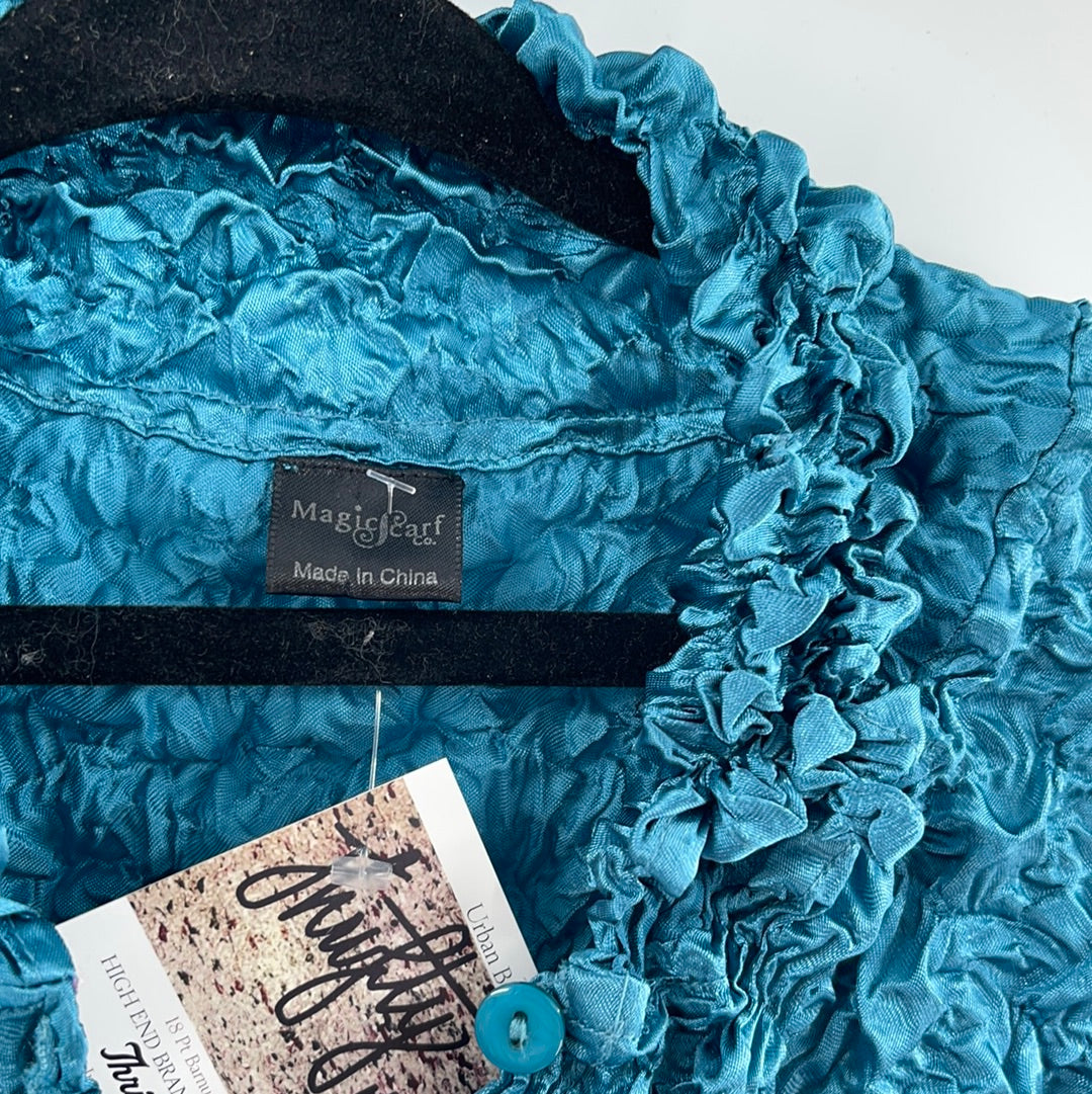 MagicScarf Petroleum Blue Popcorn Cardigan (OS)