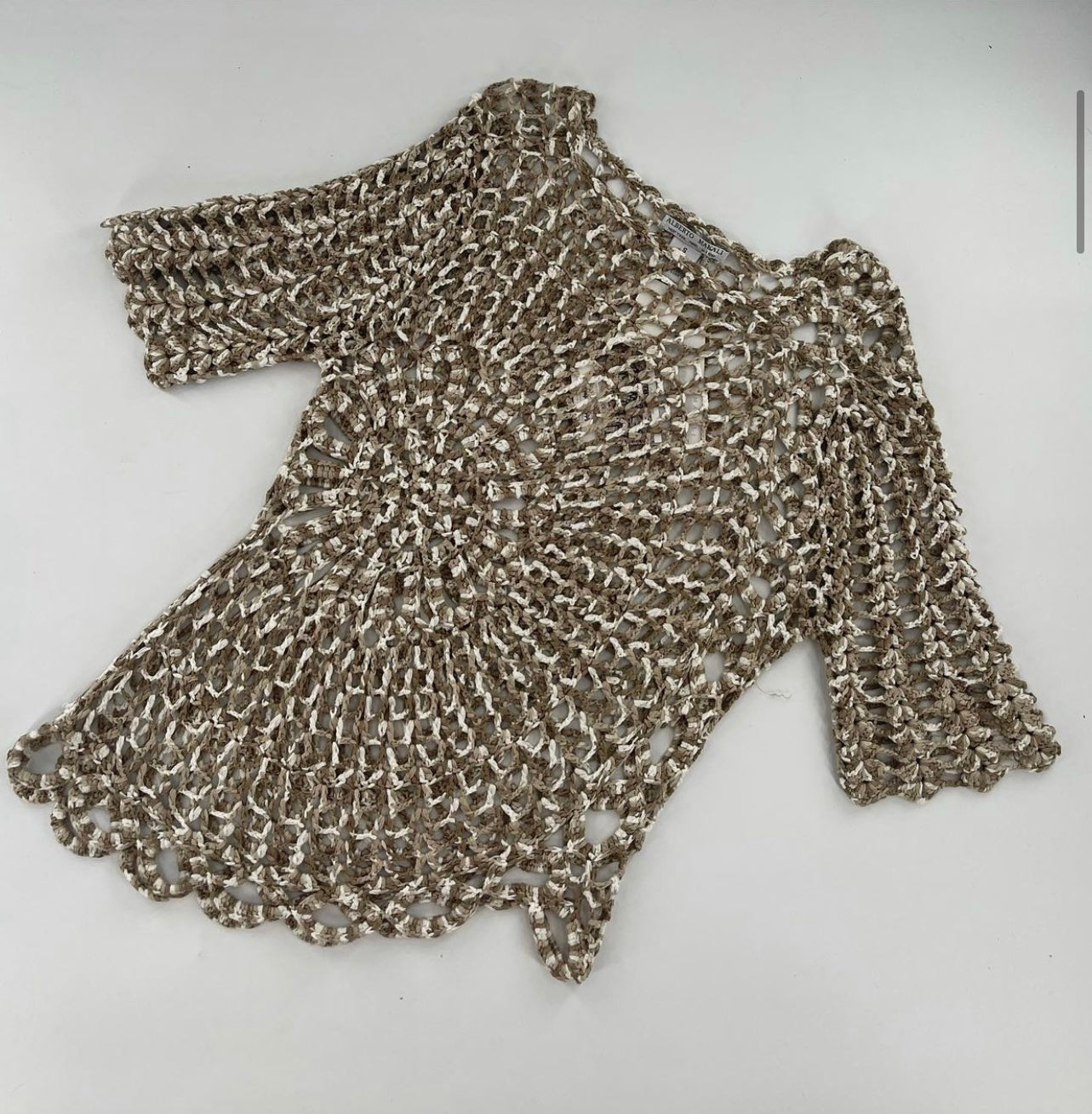Alberto Makali Beige/Tin Crochet Top (S)