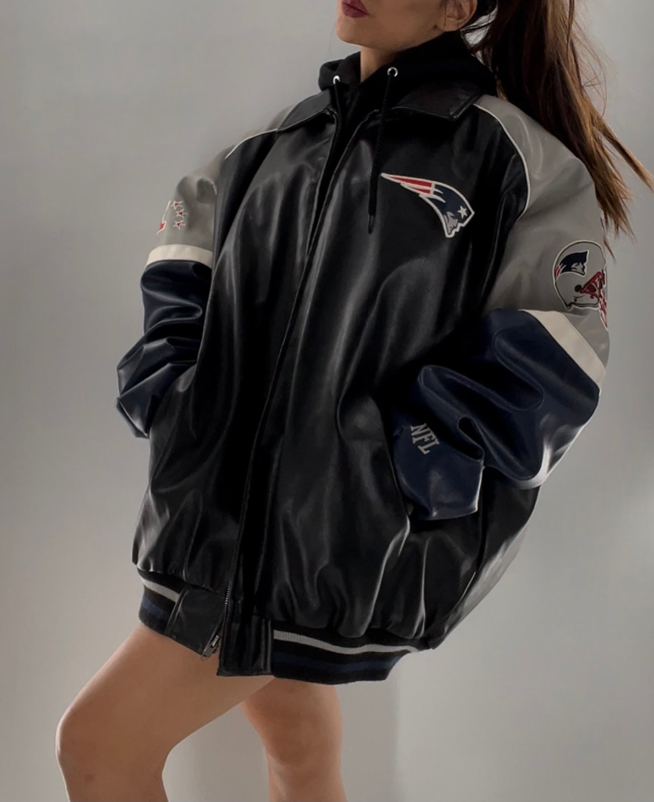 Patriots Leather Logo Bomber (XXL)