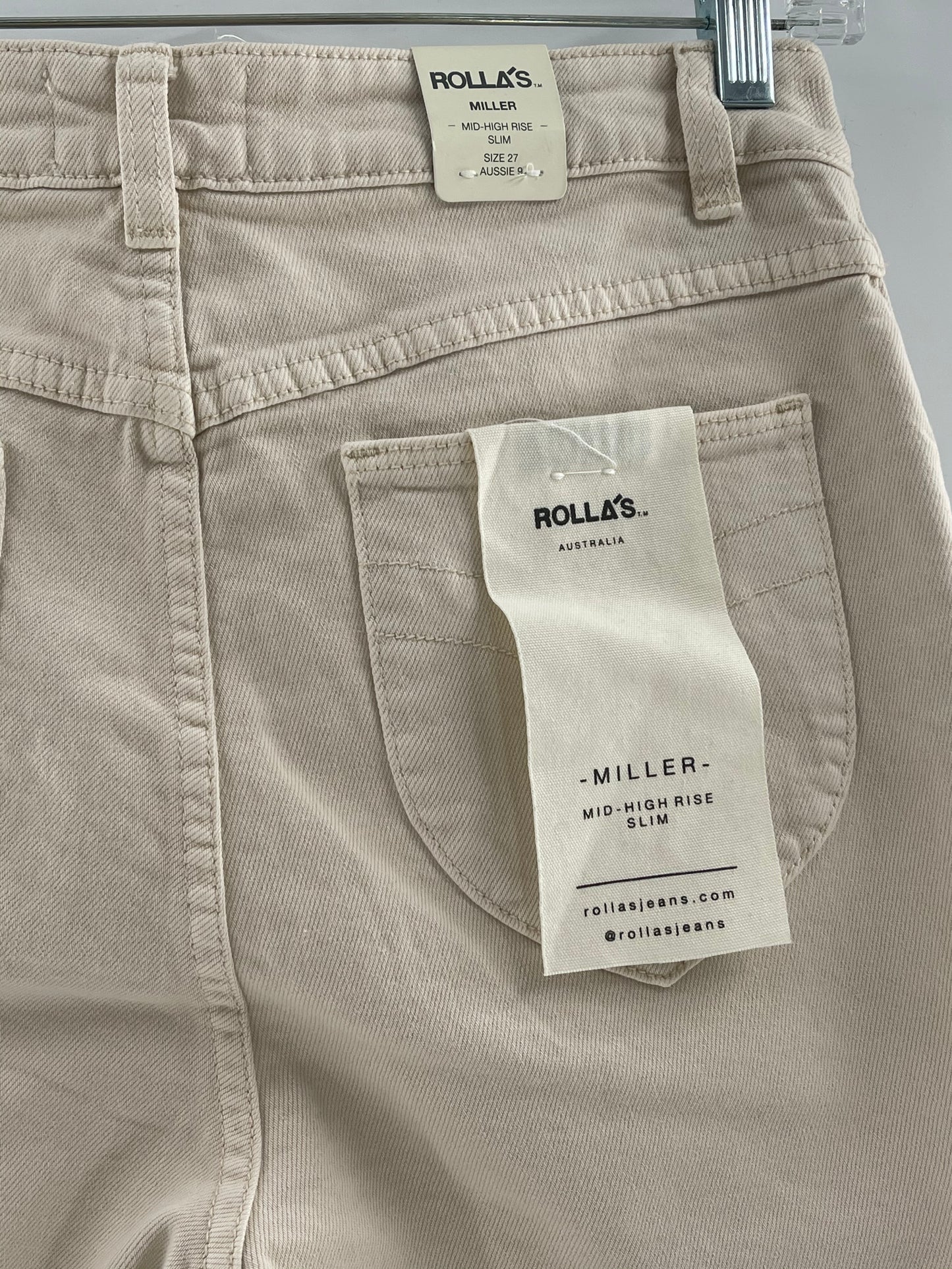 Free People Off White Rolla’s Miller -Mid High Rise- Slim Ripped Jeans (Size 27)