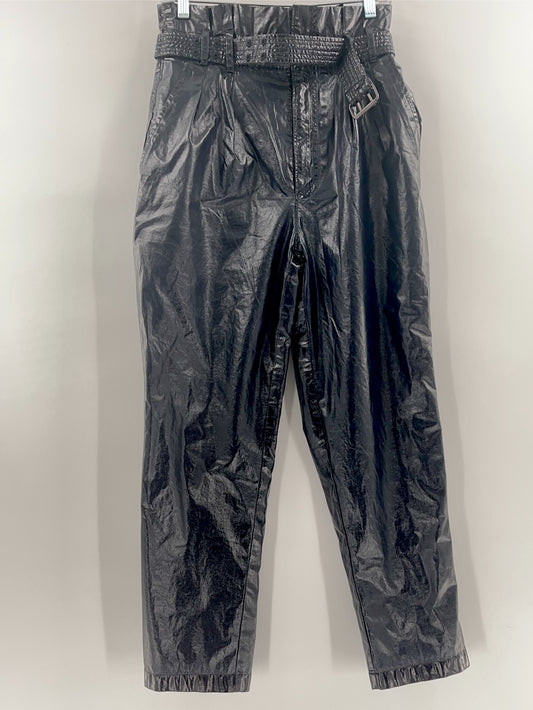 Free People Shiny Black Pants with Belt (Size 4)