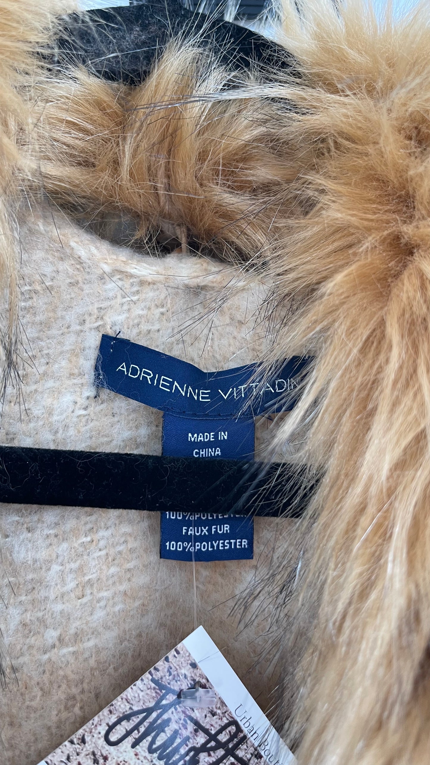 Adrienne Vitadinni Fringe Plaid Fur Collar Cape (OS)